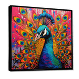 Teal Pink Pop Art Peacock - Peacock Canvas Wall Art