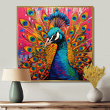 Teal Pink Pop Art Peacock - Peacock Canvas Wall Art