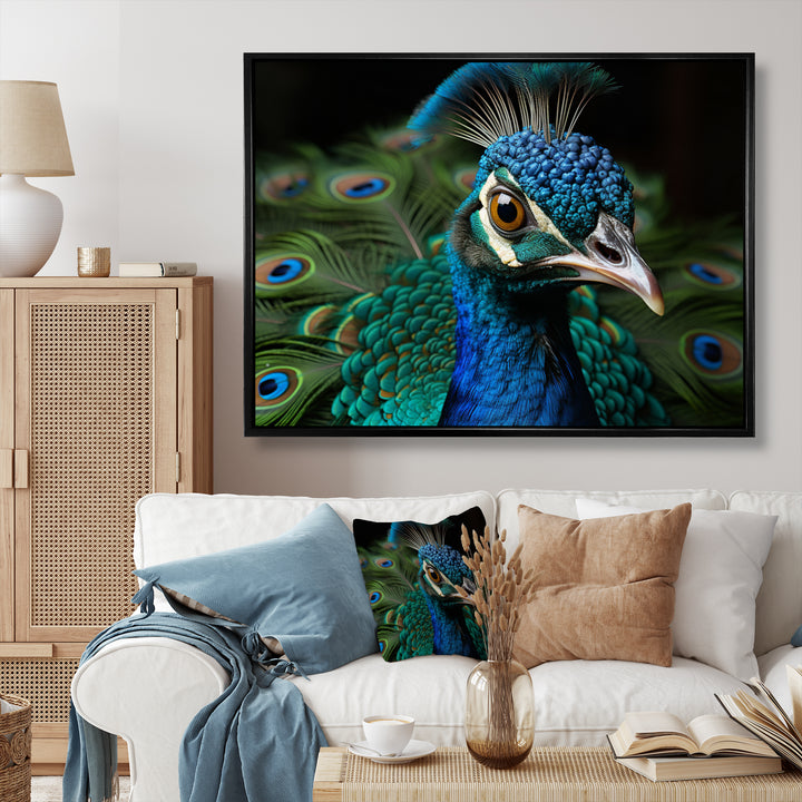 Teal Green Peacock Portrait - Peacock Wall Decor