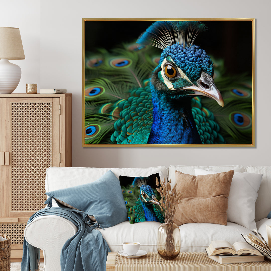 Teal Green Peacock Portrait - Peacock Wall Decor