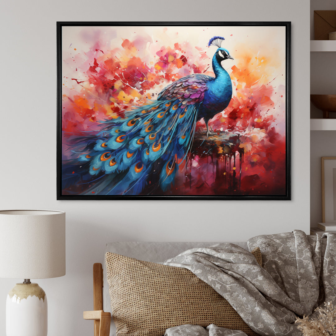 Red Blue Peacock Representation Multicolored Acrylic - Peacock Wall Art Prints