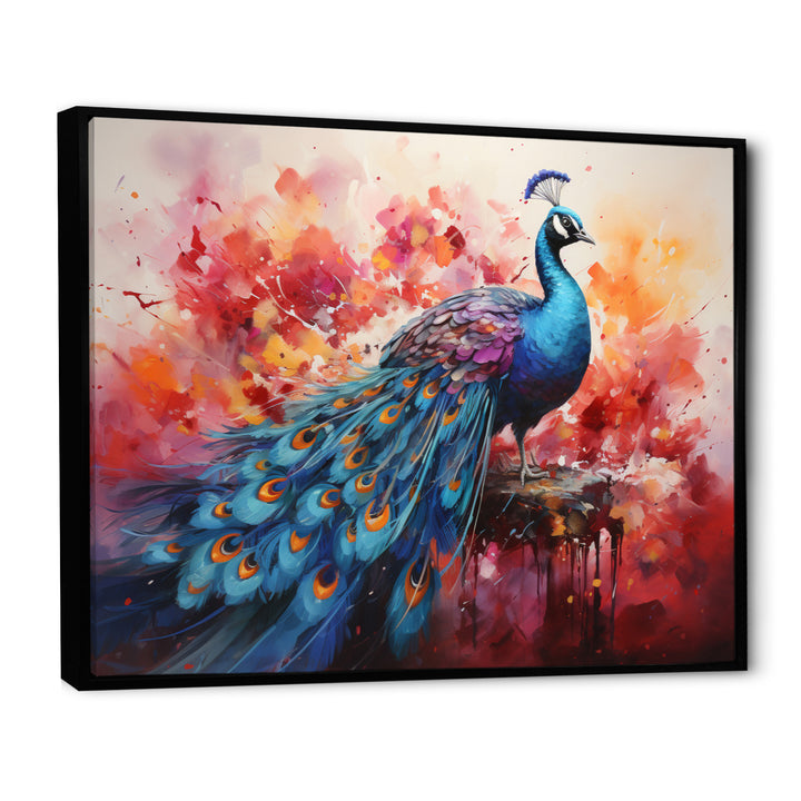 Red Blue Peacock Representation Multicolored Acrylic - Peacock Wall Art Prints