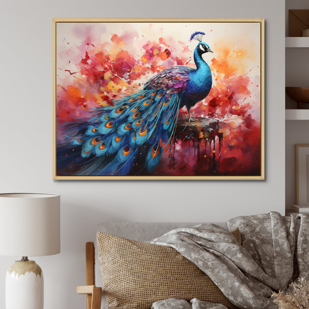 Red Blue Peacock Representation Multicolored Acrylic - Peacock Wall Art Prints