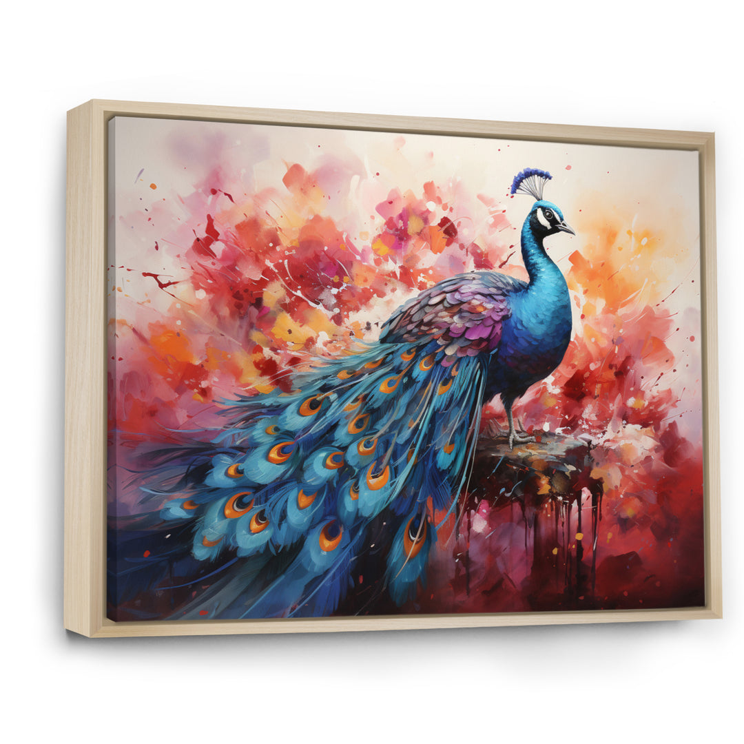 Red Blue Peacock Representation Multicolored Acrylic - Peacock Wall Art Prints