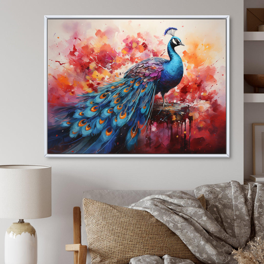 Red Blue Peacock Representation Multicolored Acrylic - Peacock Wall Art Prints