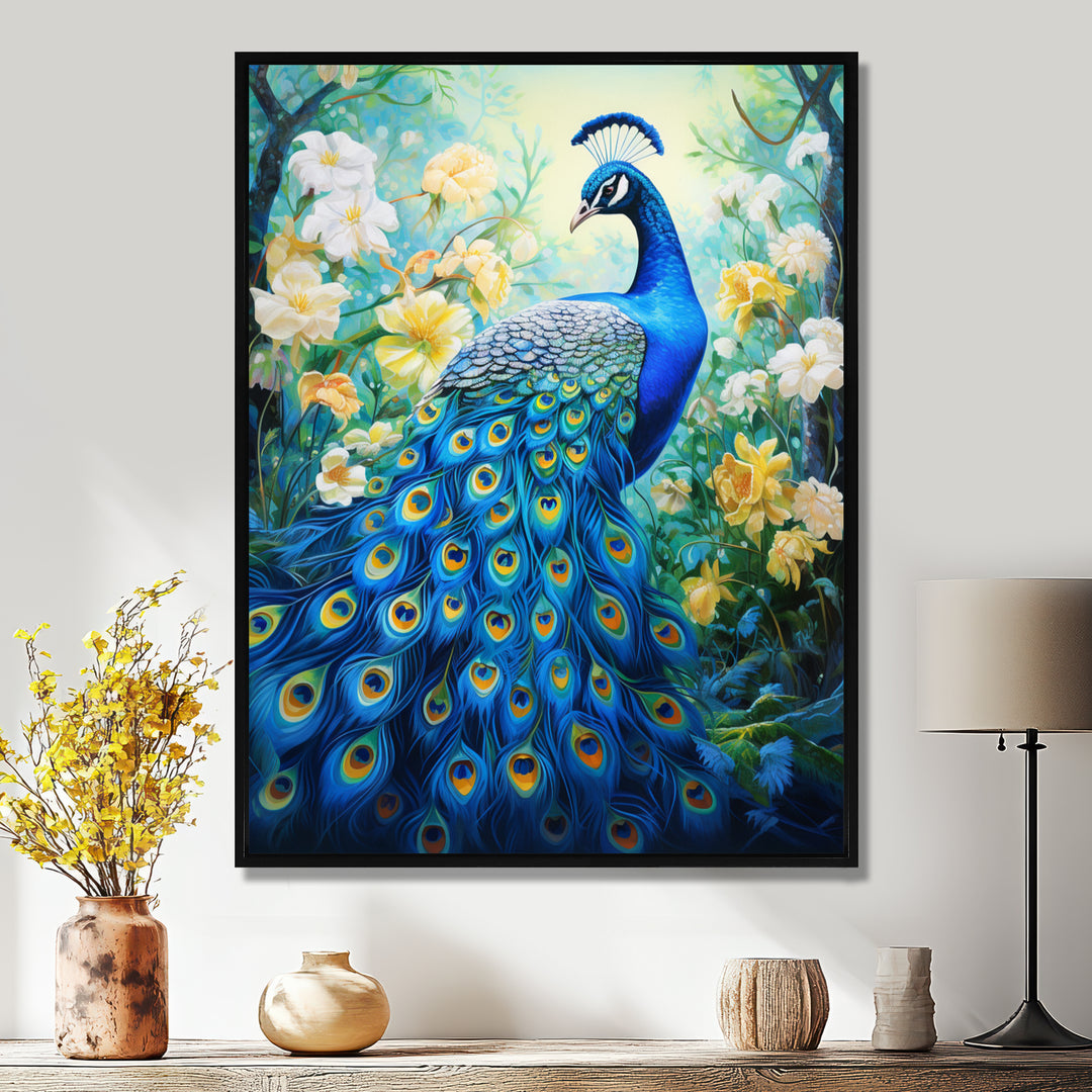 Teal Peacock Symbolist - Peacock Wall Art Prints