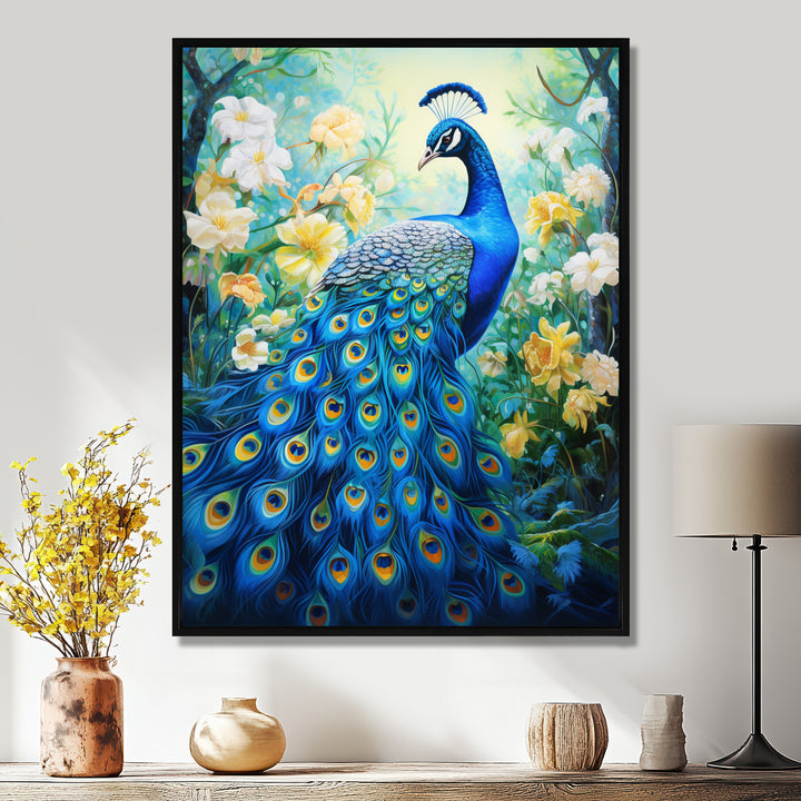 Teal Peacock Symbolist - Peacock Wall Art Prints