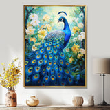 Teal Peacock Symbolist - Peacock Wall Art Prints