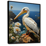 Grey Pelican Coastal Watch Pastoral - Pelican Framed Canvas Art