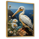 Grey Pelican Coastal Watch Pastoral - Pelican Framed Canvas Art