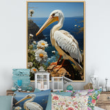 Grey Pelican Coastal Watch Pastoral - Pelican Framed Canvas Art