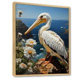 Grey Pelican Coastal Watch Pastoral - Pelican Framed Canvas Art