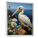 Grey Pelican Coastal Watch Pastoral - Pelican Framed Canvas Art