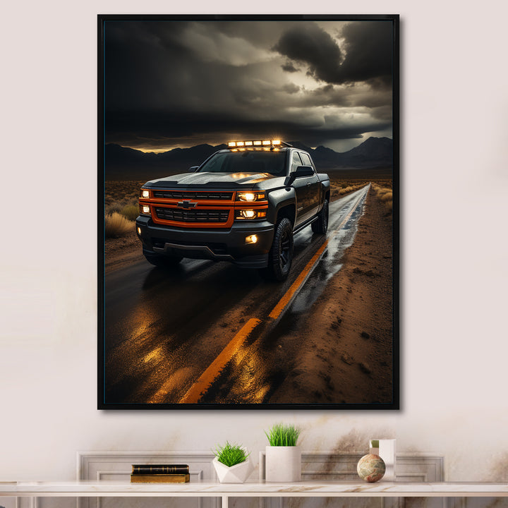 Pickup Truck By The Storm - Pickup Truck Canvas Wall Art