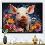 Pink Curious Piglet Collage - Pink Pig Wall Art