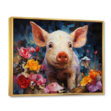 Pink Curious Piglet Collage - Pink Pig Wall Art