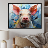 Pink Curious Piglet Geometric - Pink Pig Wall Art