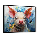 Pink Curious Piglet Geometric - Pink Pig Wall Art