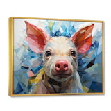 Pink Curious Piglet Geometric - Pink Pig Wall Art