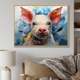 Pink Curious Piglet Geometric - Pink Pig Wall Art