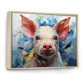 Pink Curious Piglet Geometric - Pink Pig Wall Art