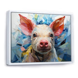 Pink Curious Piglet Geometric - Pink Pig Wall Art