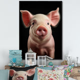 Pink Curious Snout Pig - Pig Large Canvas Wall Art