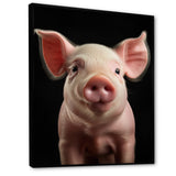 Pink Curious Snout Pig - Pig Large Canvas Wall Art