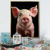 Pink Curious Snout Pig - Pig Large Canvas Wall Art