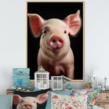 Pink Curious Snout Pig - Pig Large Canvas Wall Art