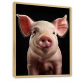 Pink Curious Snout Pig - Pig Large Canvas Wall Art