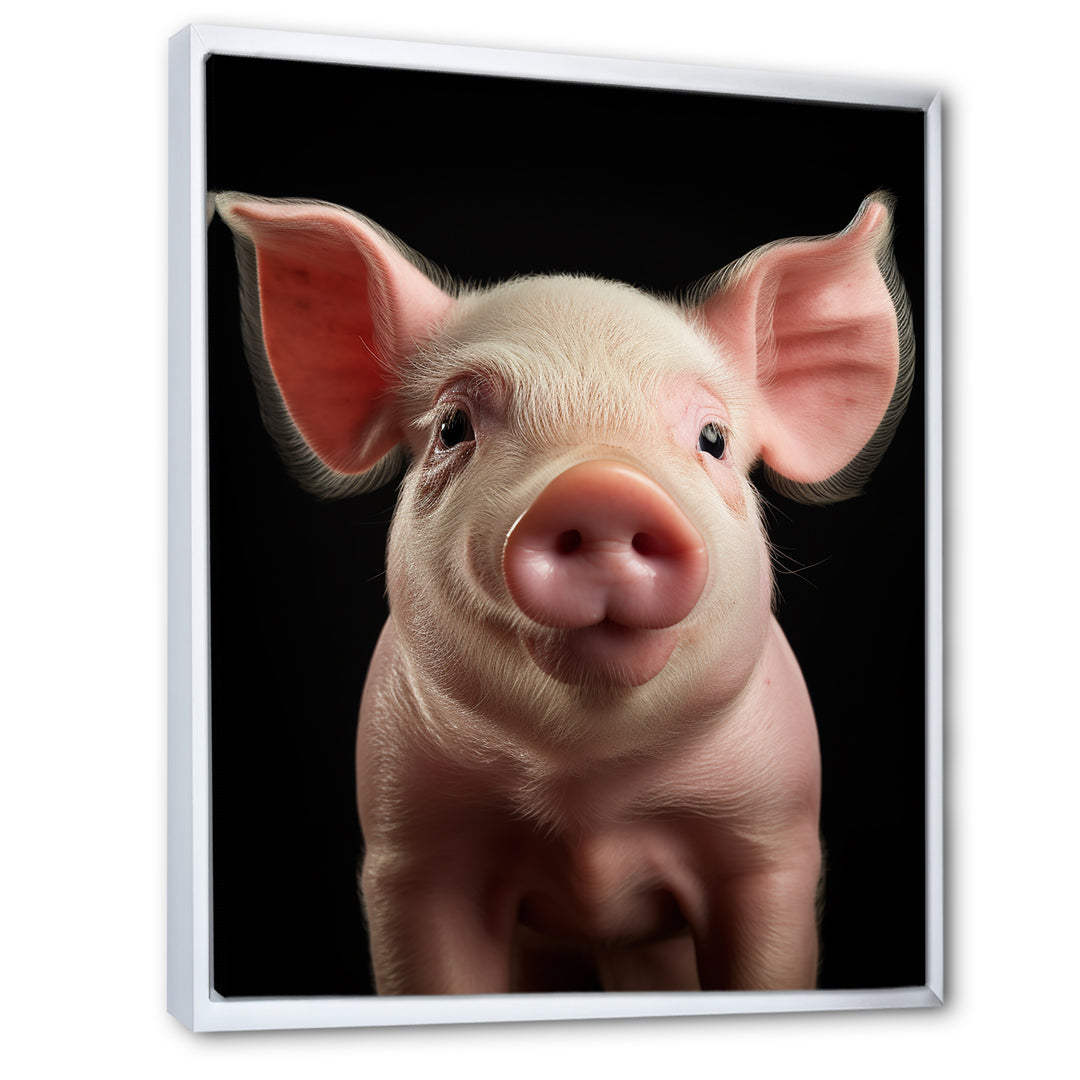 Pink Curious Snout Pig - Pig Large Canvas Wall Art