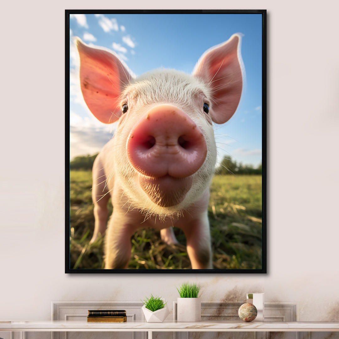 Pink Pig Curious Snout Pig - Pig Home Decor Art