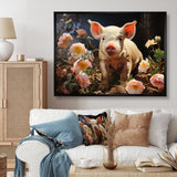 Pink Pig Joyful Oinker - Pig Living Room Wall Art