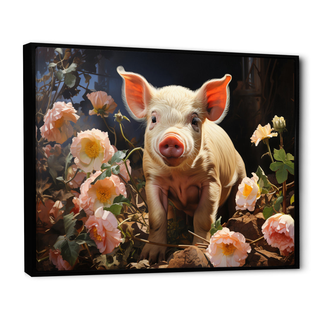 Pink Pig Joyful Oinker - Pig Living Room Wall Art
