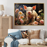Pink Pig Joyful Oinker - Pig Living Room Wall Art