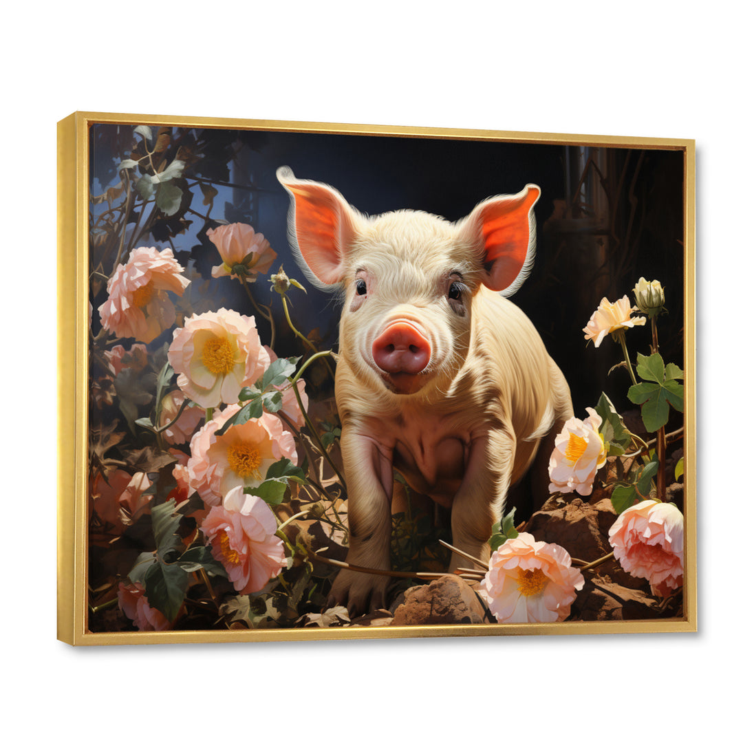 Pink Pig Joyful Oinker - Pig Living Room Wall Art