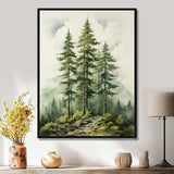 Green Pine Tree Eternal Guardians II - Floral Canvas Wall Art