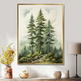 Green Pine Tree Eternal Guardians II - Floral Canvas Wall Art