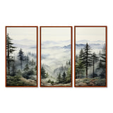 Pine Tree Misty Mountain I - 3-Piece Canvas Wall Art