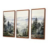 Pine Tree Misty Mountain I - 3-Piece Canvas Wall Art
