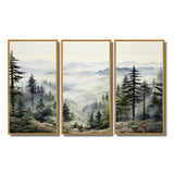Pine Tree Misty Mountain I - 3-Piece Canvas Wall Art