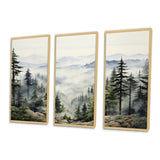 Pine Tree Misty Mountain I - 3-Piece Canvas Wall Art