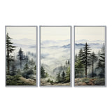 Pine Tree Misty Mountain I - 3-Piece Canvas Wall Art