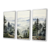 Pine Tree Misty Mountain I - 3-Piece Canvas Wall Art