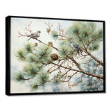 Bird On Pine Tree I - Floral Canvas Wall Art