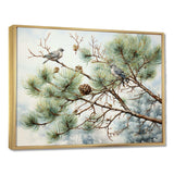 Bird On Pine Tree I - Floral Canvas Wall Art