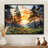 Pine Tree Sunset Glow I - Floral Canvas Wall Art