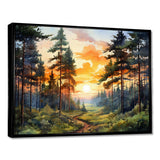 Pine Tree Sunset Glow I - Floral Canvas Wall Art