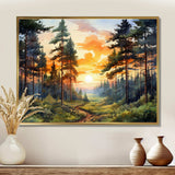 Pine Tree Sunset Glow I - Floral Canvas Wall Art